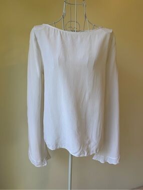 Bailey 44 Silk White Bell Sleeve Blouse Small Flowy Sheer Boho Top